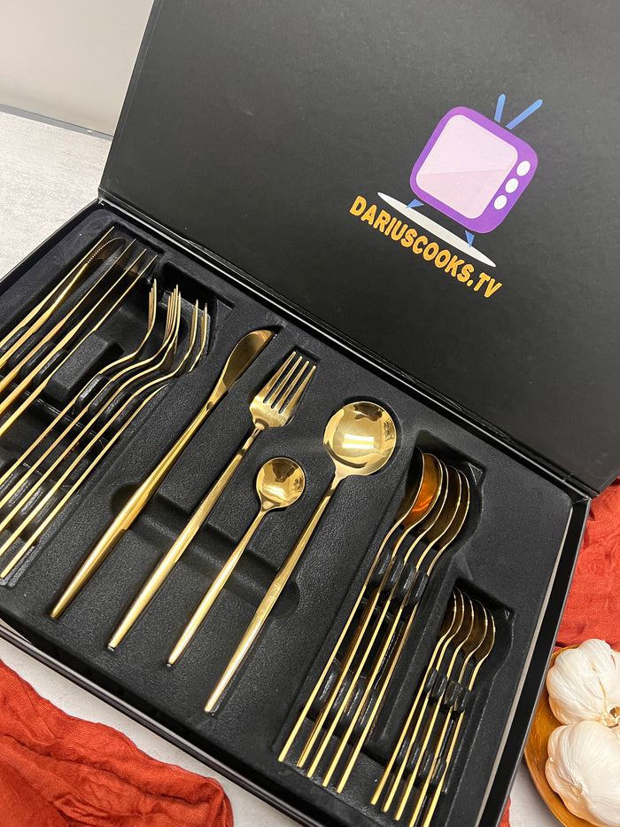24 Piece Gold Flatware