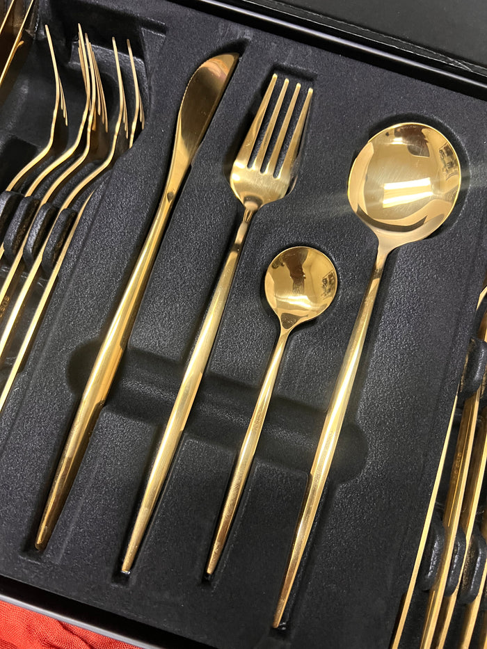 24 Piece Gold Flatware