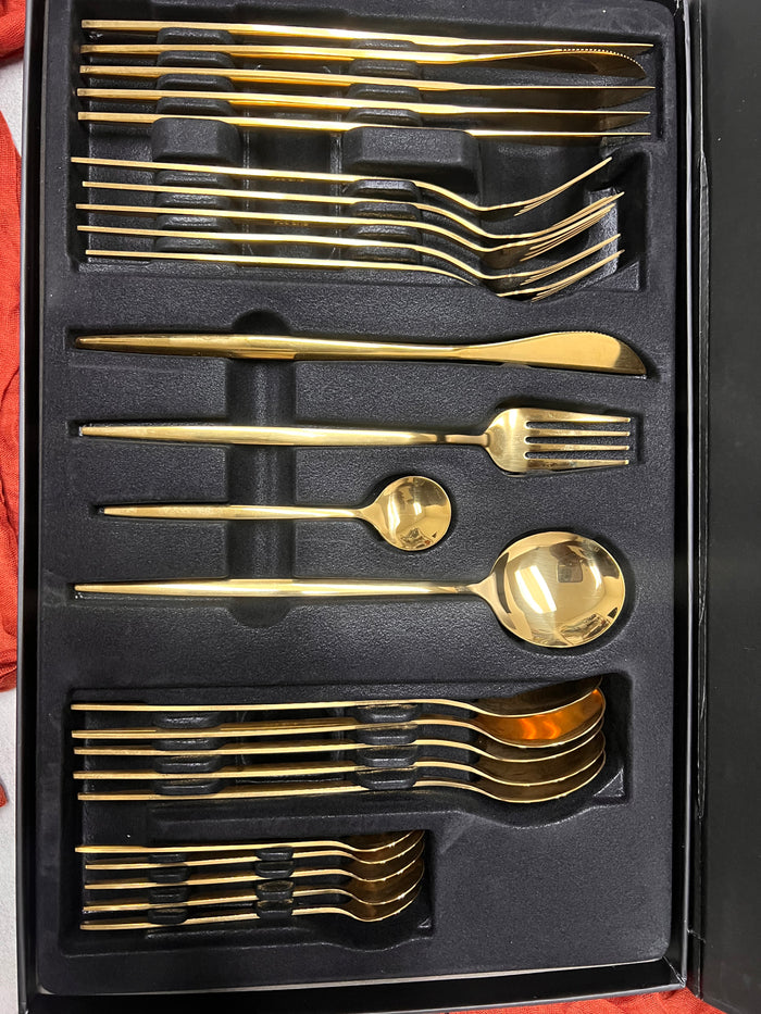 24 Piece Gold Flatware