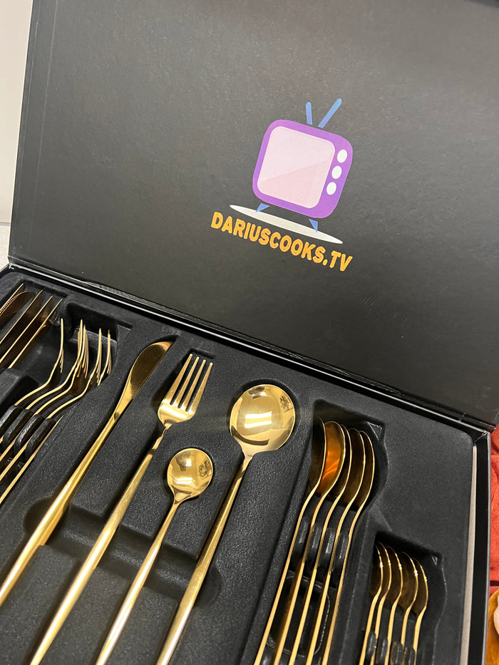 24 Piece Gold Flatware