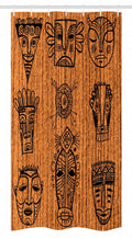 Ambesonne African Stall Shower Curtain, Ceremonial Native Illustration Cultural Masks Art Print, Fabric Bathroom Decor Set with Hooks, 36" X 72", Black Brown