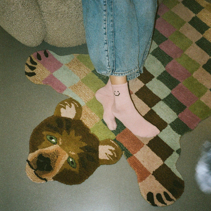 Archie Check Bear Rug in Large