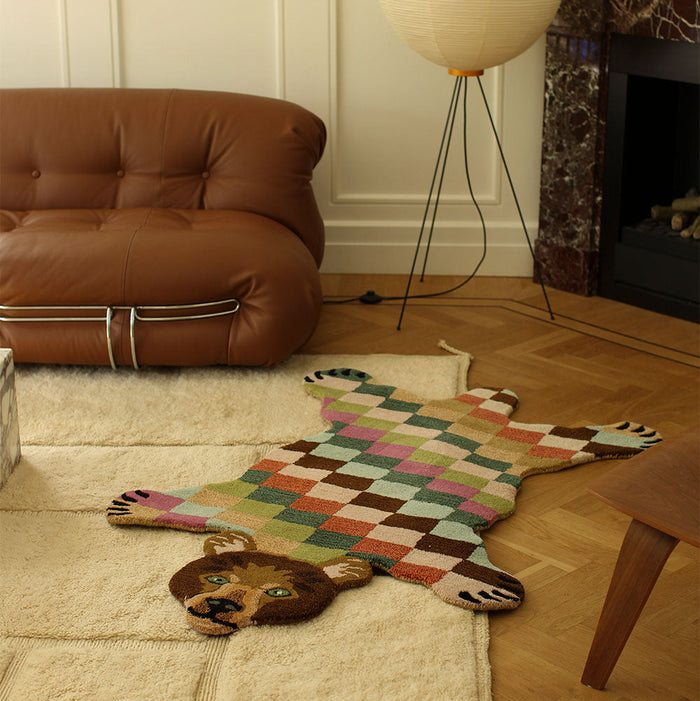 Archie Check Bear Rug in Large