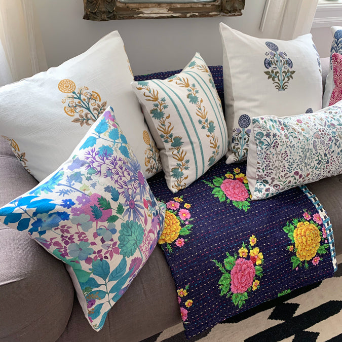 Bel Border Ferozi Square Pillow