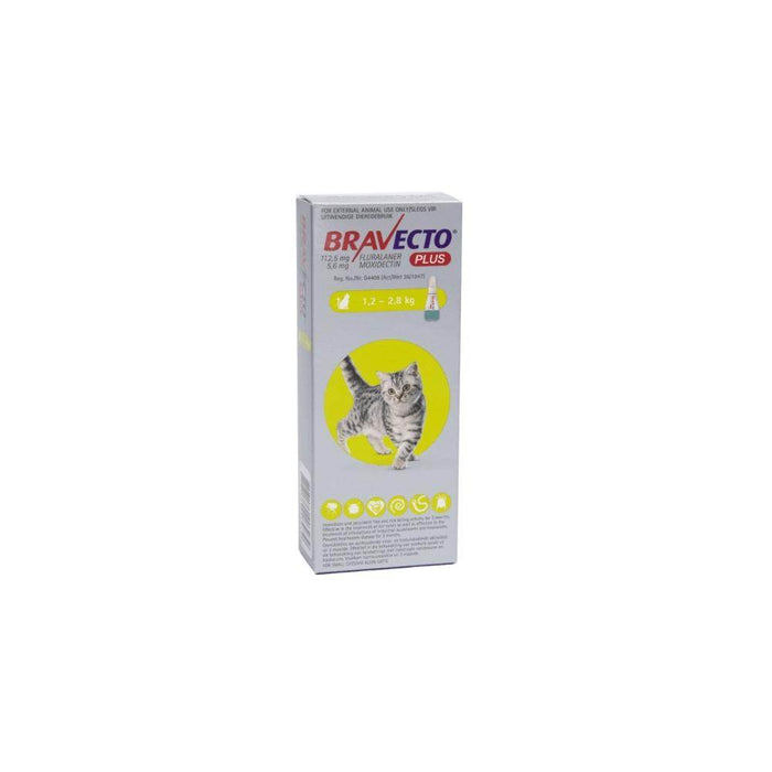 Bravecto PLUS Small Cat 112.5mg 1.2kg to 2.8kg Lime - Petworld