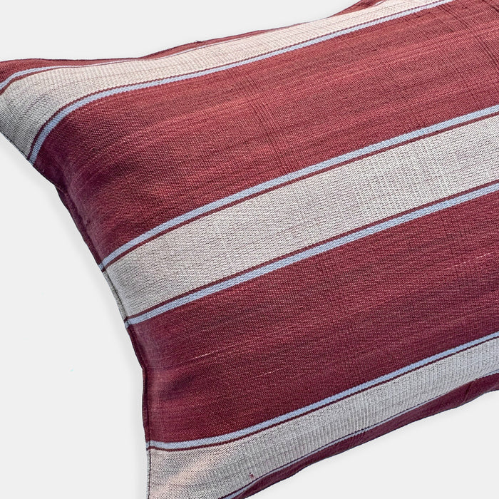 Brick Pale Blue Stripe Lumbar Pillow