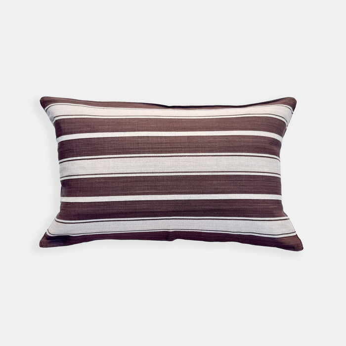 Brown Ecru Stripe Lumbar Pillow