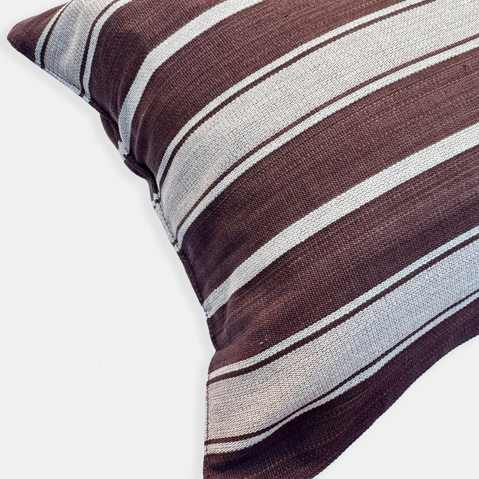Brown Ecru Stripe Lumbar Pillow