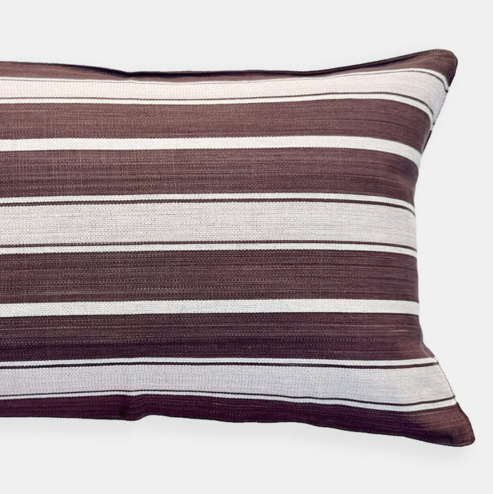 Brown Ecru Stripe Lumbar Pillow