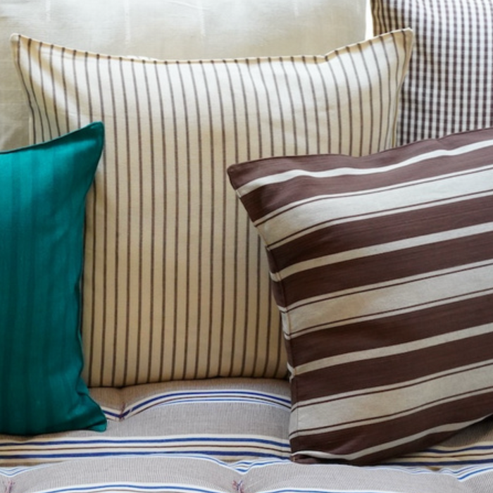 Brown Ecru Stripe Square Pillow