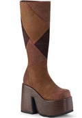 DEMONIA CAMEL-280 [Brown Multi Vegan Suede] | PLATFORM BOOTS [PREORDER] - BOOTS - Front View