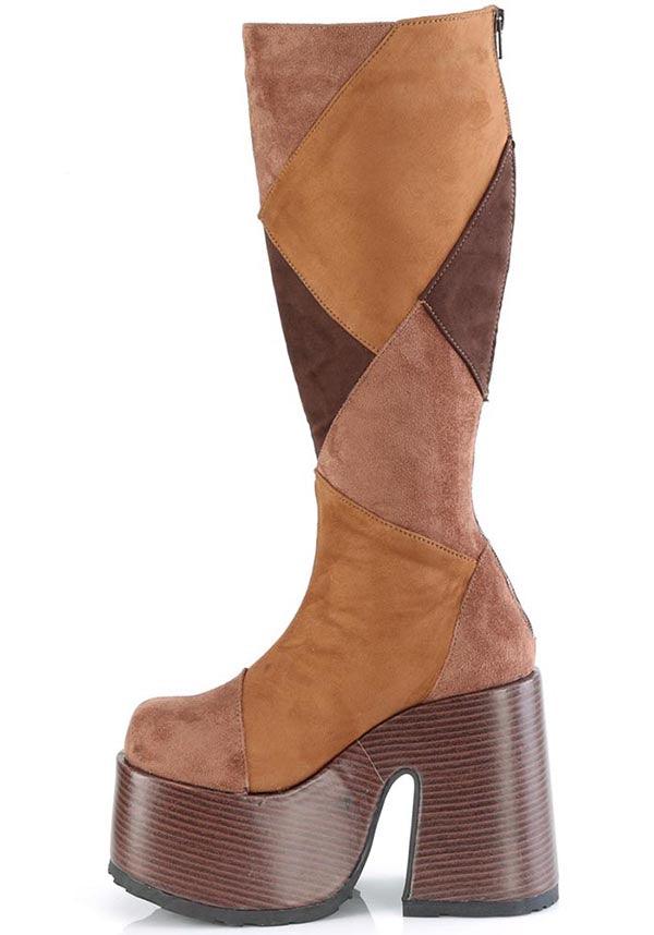 DEMONIA CAMEL-280 [Brown Multi Vegan Suede] | PLATFORM BOOTS [PREORDER] - BOOTS - Detail 2