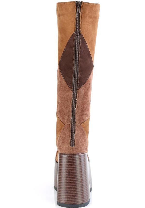 DEMONIA CAMEL-280 [Brown Multi Vegan Suede] | PLATFORM BOOTS [PREORDER] - BOOTS - Detail 3