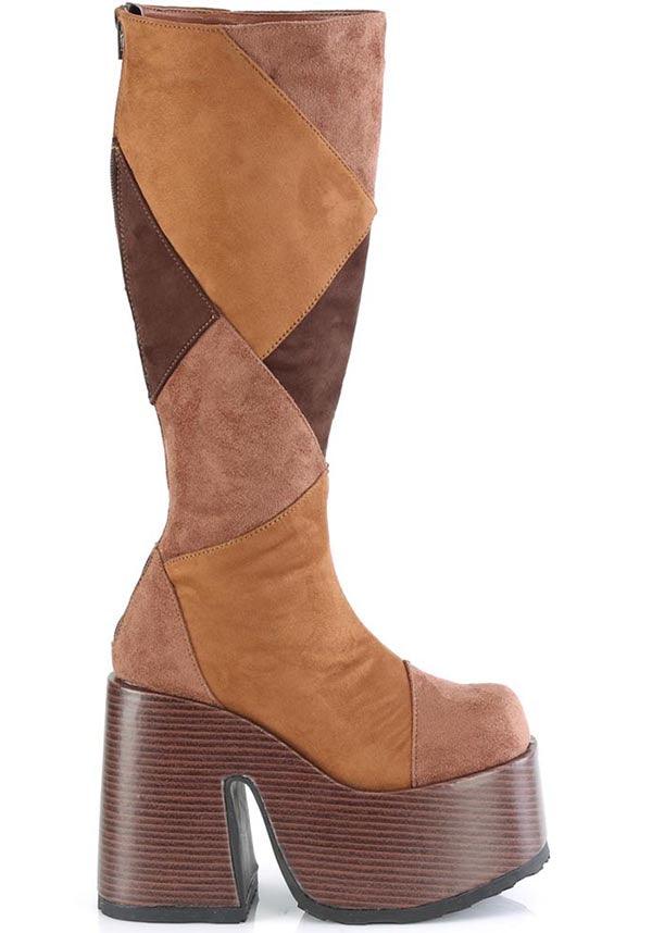 DEMONIA CAMEL-280 [Brown Multi Vegan Suede] | PLATFORM BOOTS [PREORDER] - BOOTS - Detail 4
