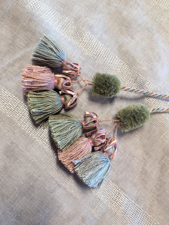 Green Rose Blue Pom Tassel