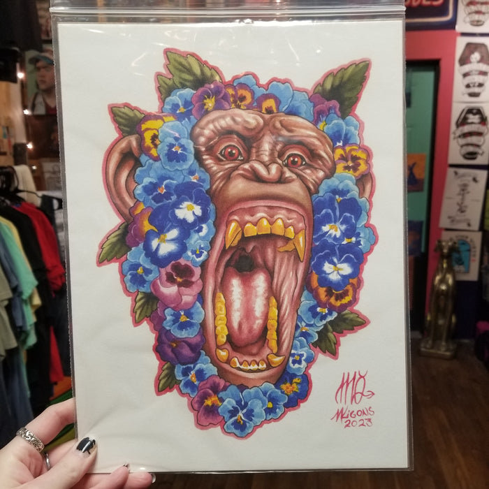 Chimp Floral PRINT by Monique Ligons