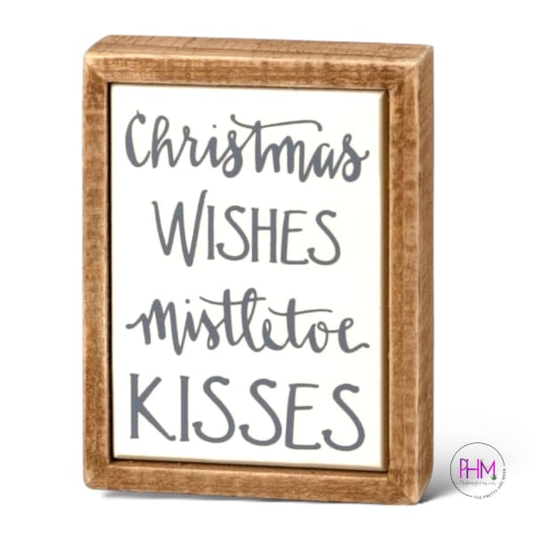 Christmas Wishes Mistletoe Kisses Box Sign 🎅🏼