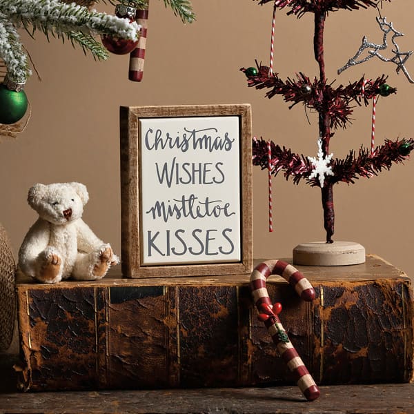 Christmas Wishes Mistletoe Kisses Box Sign 🎅🏼