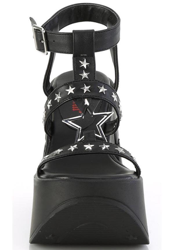 DYNAMITE-12 [Black Vegan Leather] | PLATFORMS [PREORDER] - Beserk - all, black, clickfrenzy15-2023, demonia, demonia shoes, discountapp, fp, googleshopping, labelpreorder, labelvegan, platform, platforms, platforms [preorder], pool slides and slip ons, ppo, preorder, sandals, shoes, star, vegan