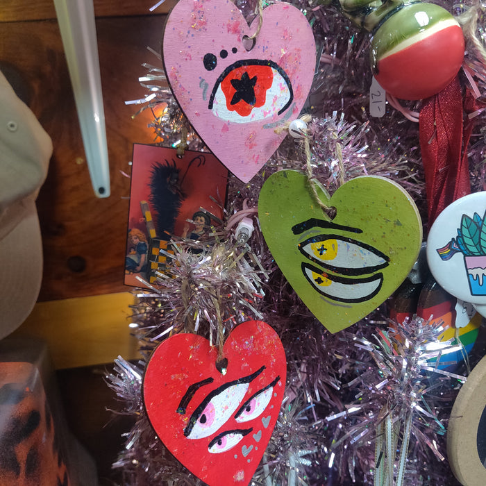 Eyeball Heart Hand-painted ORNAMENT by Skullduggery Studio