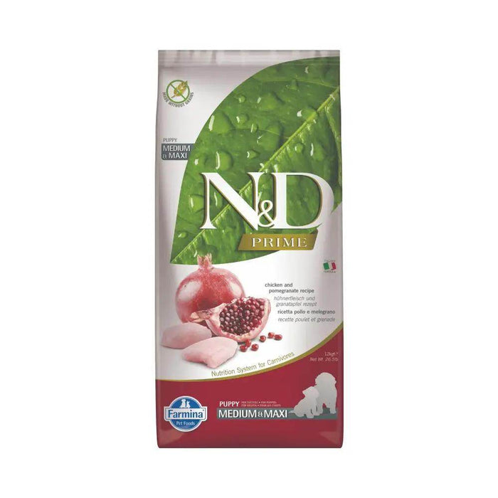 Farmina N&D Prime Puppy Med/Max Breed Chicken & Pomegranate Dry Dog Food 12kg - Petworld