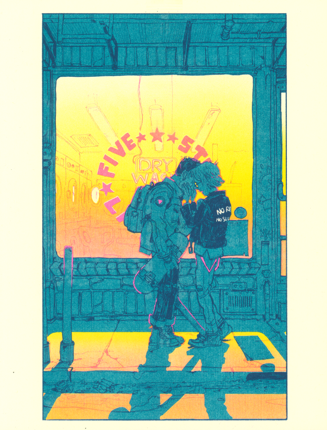 Five Star Kiss Riso PRiNT by Giles Crawford