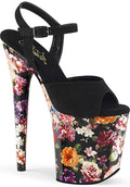 Pleaser FLAMINGO-809WR [Black Suede/Flower Print] - Product Image