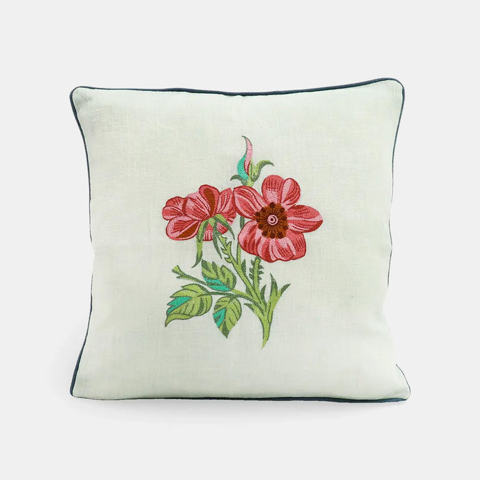 Floral Buta Blue Green Embroidered Square Pillow