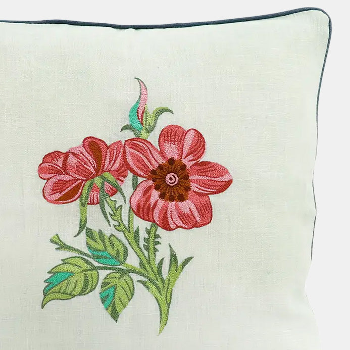 Floral Buta Blue Green Embroidered Square Pillow