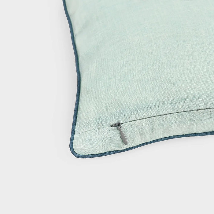 Floral Buta Blue Green Embroidered Square Pillow