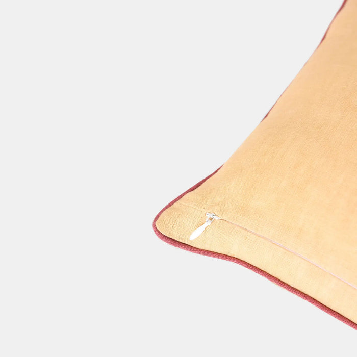 Floral Buta Orange Embroidered Square Pillow
