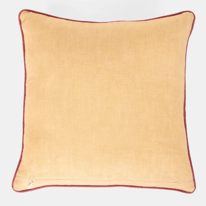 Floral Buta Orange Embroidered Square Pillow
