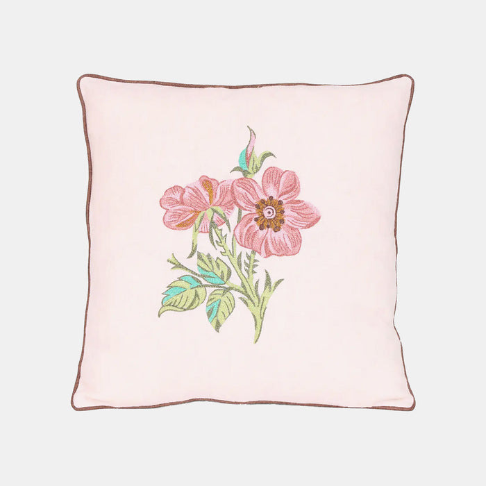 Floral Buta Pink Embroidered Square Pillow