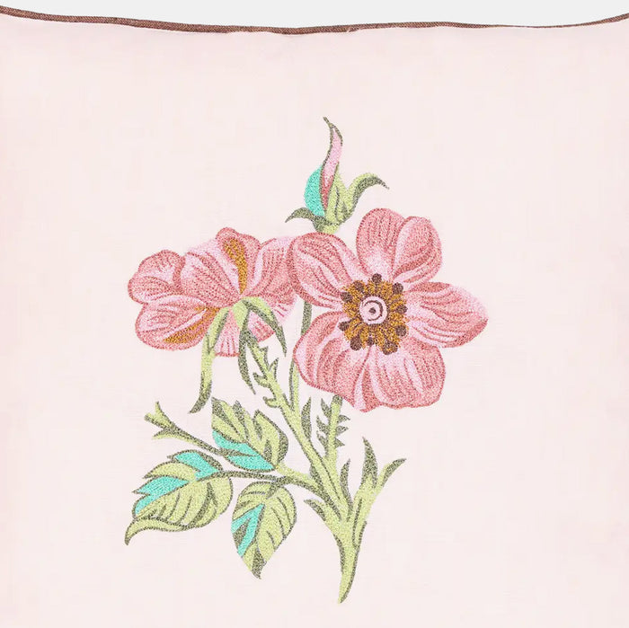 Floral Buta Pink Embroidered Square Pillow