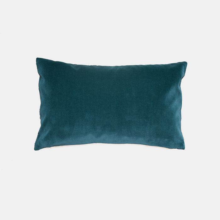 Guatemalan Metallic Ikat with Green Velvet Lumbar Pillow
