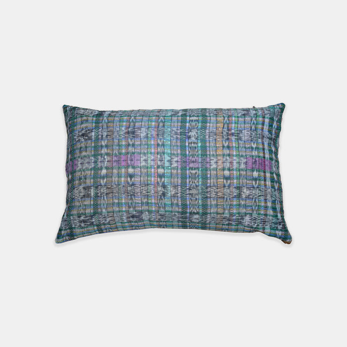 Guatemalan Metallic Ikat with Pink Velvet Lumbar Pillow