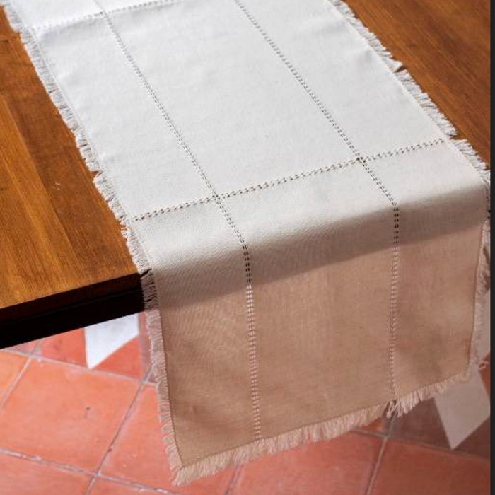 Handwoven Table Runner in Cream