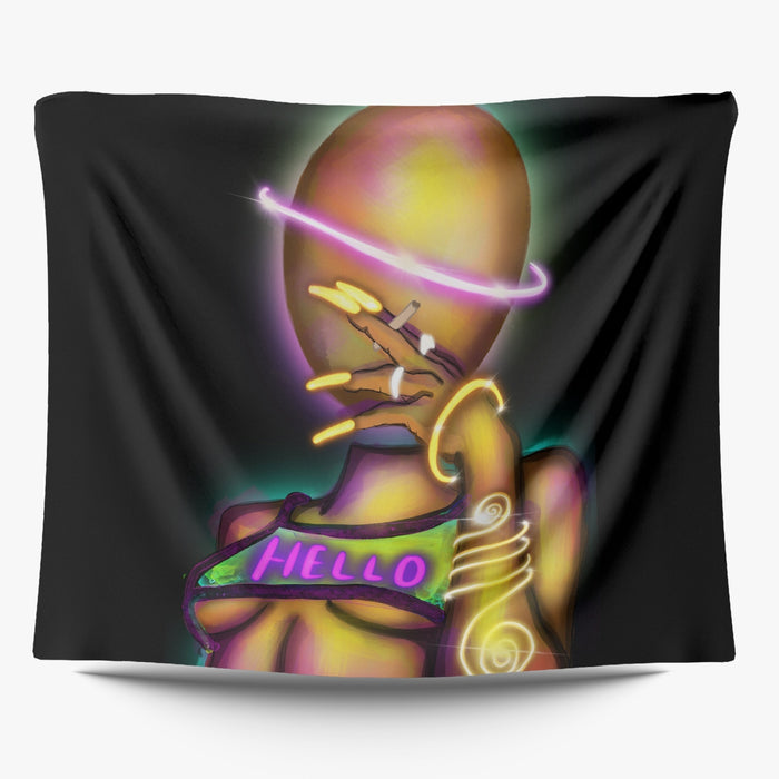 hello  2-Sized Polyester Wall Tapestry