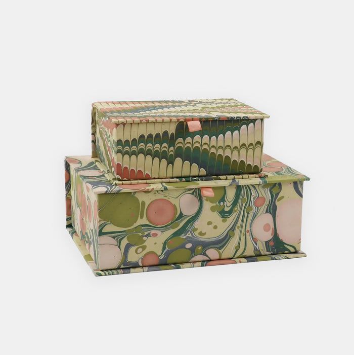 Keepsake Box in Moss Pink Marble