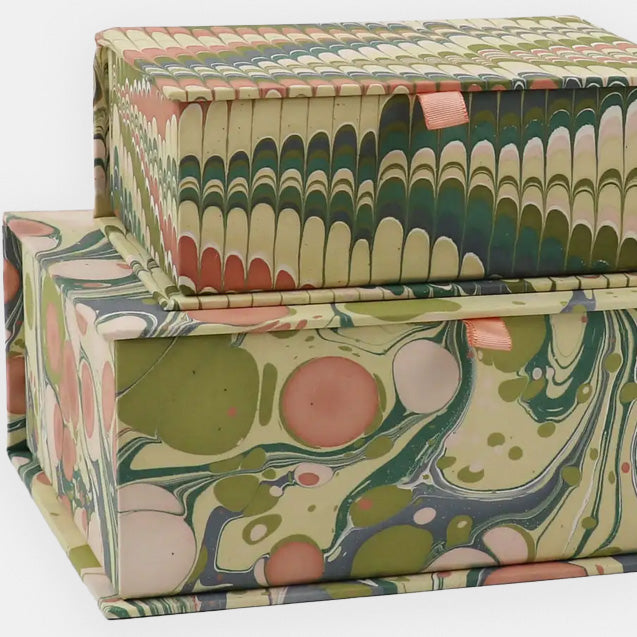 Keepsake Box in Moss Pink Marble