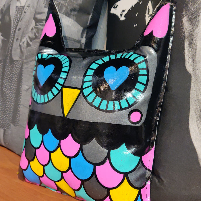 Little Owl Hand-painted Vinyl PILLOW by Little Punk People