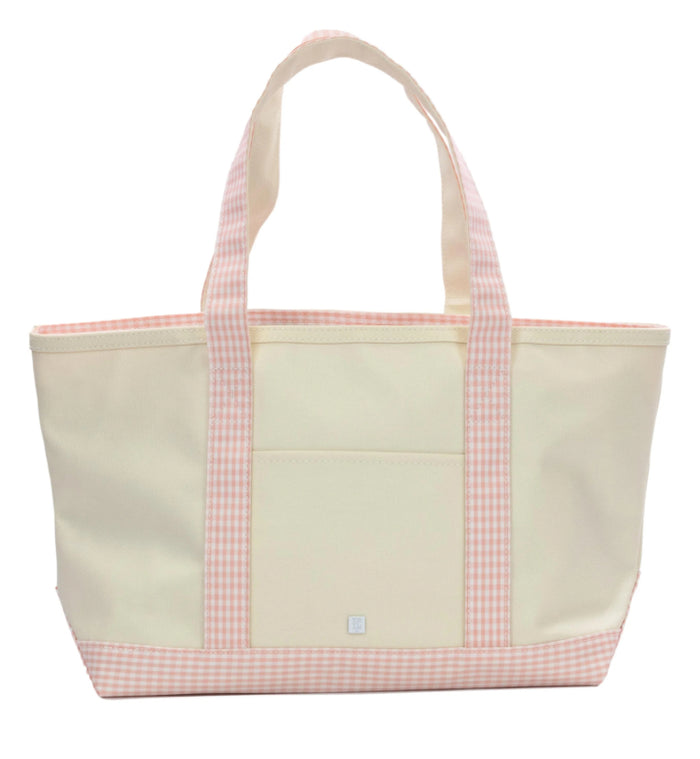 MEDIUM TOTE - COATED CANVAS GINGHAM TAFFY TRIM