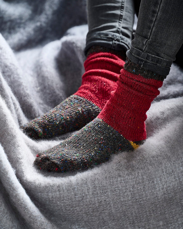 Men's Red Donegal Wool Socks