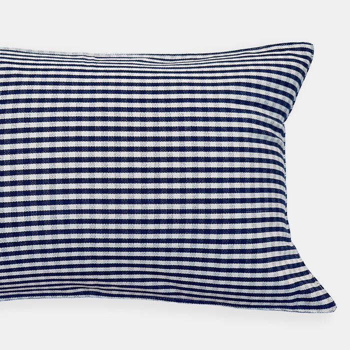 Navy Blue Gingham Lumbar Pillow