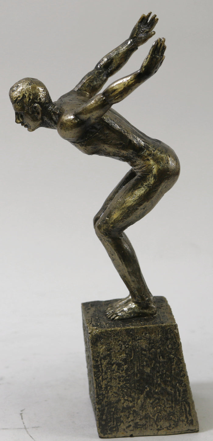 Olympic Man Athlete Swimmer Male Muscular Diver Diving Bronze Sculpture Statue