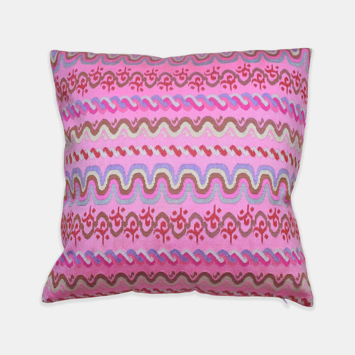 Pink Stripes Silk Square Pillow