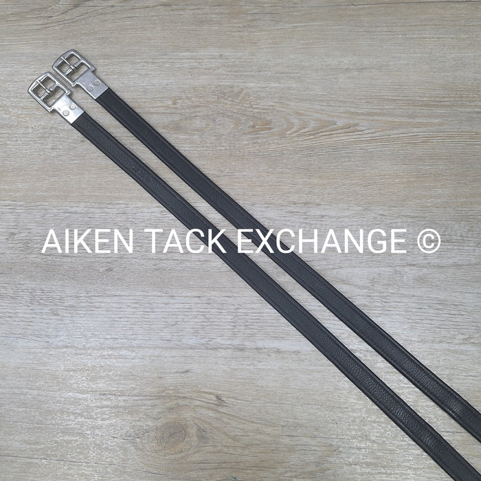 Prestige Nylon Lined Stirrup Leathers, Black, 160 cm / 63"