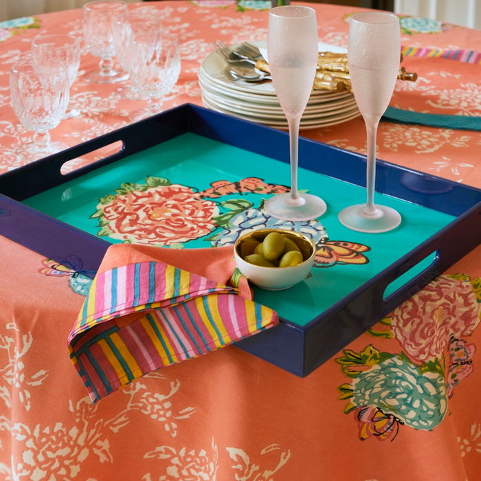 Queen Flower Green Rectangle Tray