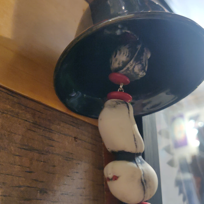 (red dots) Hanging Ceramic Beeb BELL