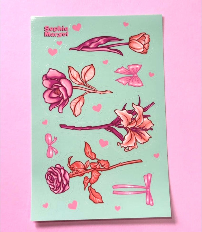 Roses and Bows STICKER SHEET by @SophieMargotArt